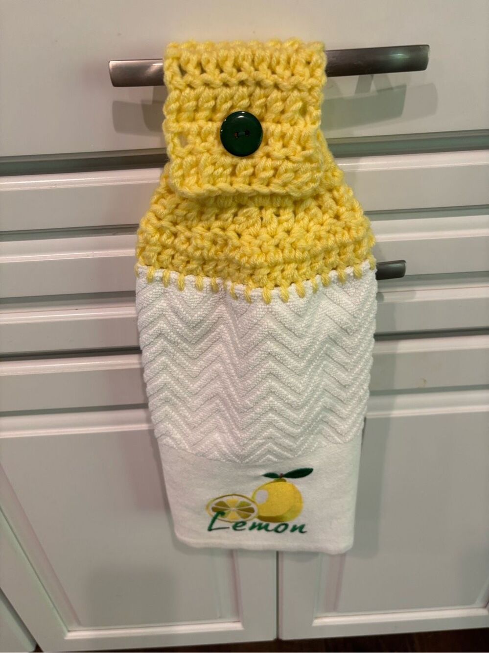 Crochet Top Kitchen Towel-Lemons